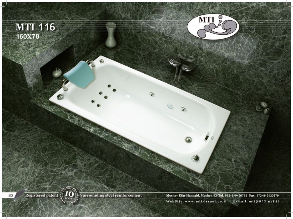 אמבטיה אקרילית מלבנית 160*70