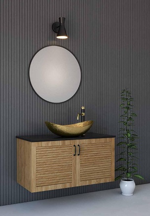 ארון אמבטיה תלוי עץ מלא רנסנס 60 ס"מ
