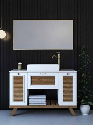 ארון אמבטיה עומד עץ מלא נייבה 120 ס"מ