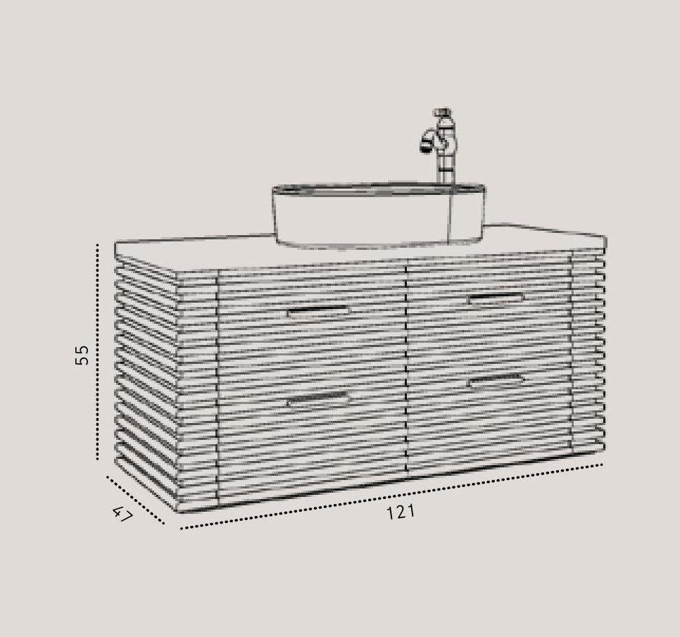 ארון אמבטיה תלוי עץ מלא סלבדור 120 ס"מ