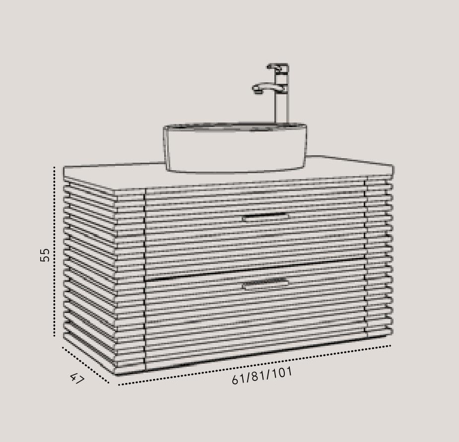 ארון אמבטיה תלוי ריו 60 ס"מ עץ מלא