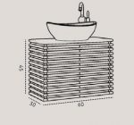 סט ארון אמבטיה תלוי עץ מלא פלורה 60/30 ס"מ