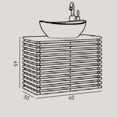 סט ארון אמבטיה תלוי עץ מלא פלורה 60/30 ס"מ