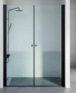 מקלחון חזית 2 דלתות שחור במגוון מידות