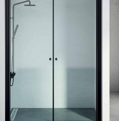 מקלחון חזית 2 דלתות שחור במגוון מידות